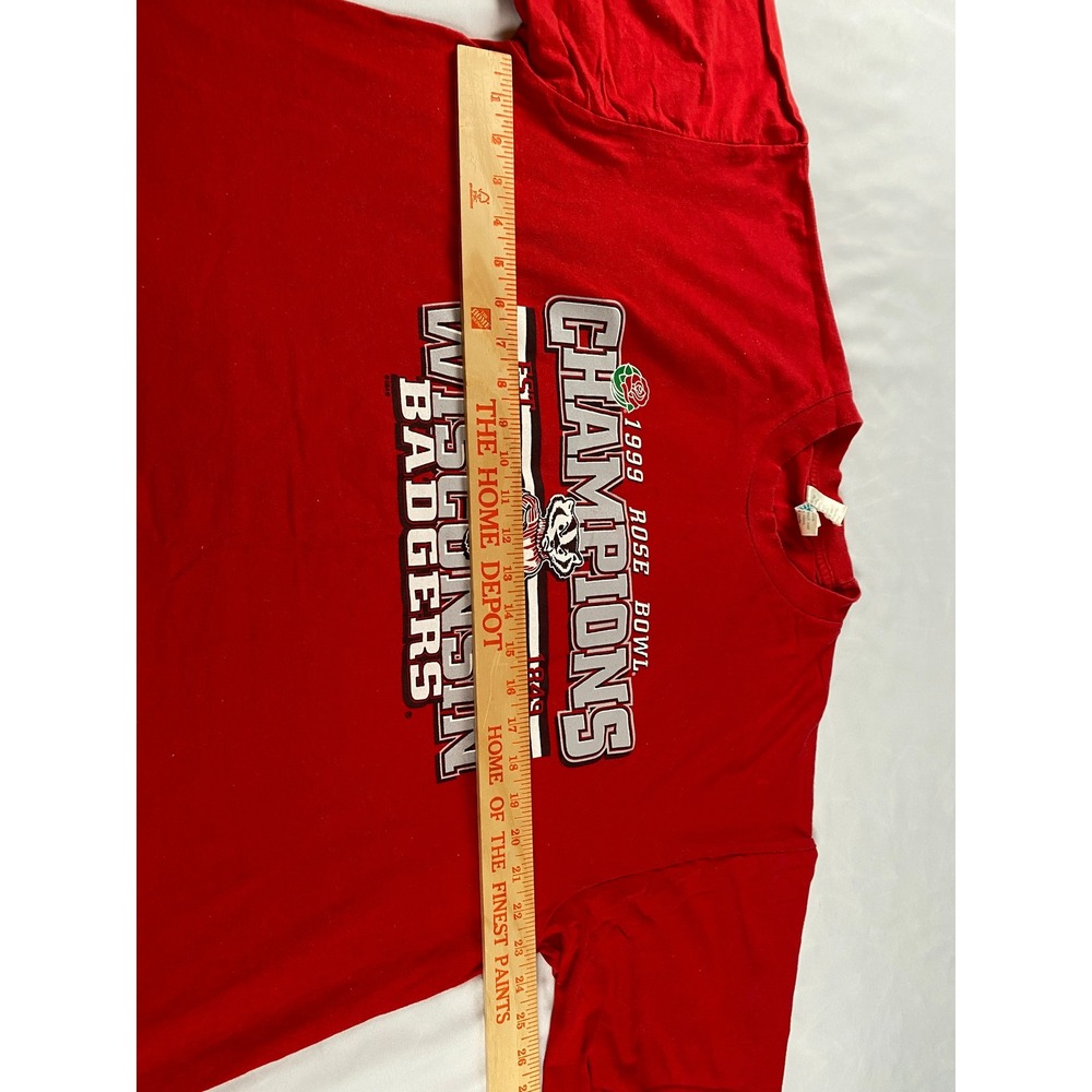 Champ Wisconsin Badgers T-Shirt Mens XL Red Good 99 Rose Bowl Champions Graphic - Picture 8 of 8